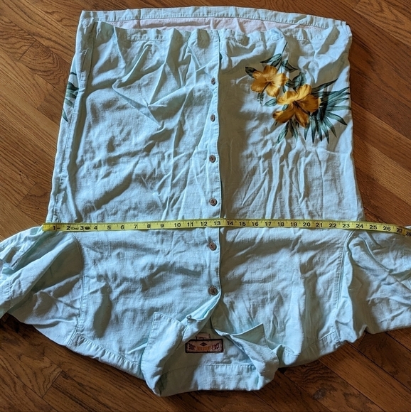 Caribbean‎ Joe Large Light Blue Floral Short Sleeve Button Down Hawaiian Shirt - Picture 6 of 7